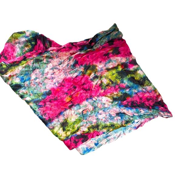 NWT Anthropologie Fau et Fille Infinity Scarf Multi Watercolor Floral Modal Silk - Picture 8 of 12